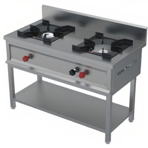 Stainless Steel Double Cooking Range with Under Shelf